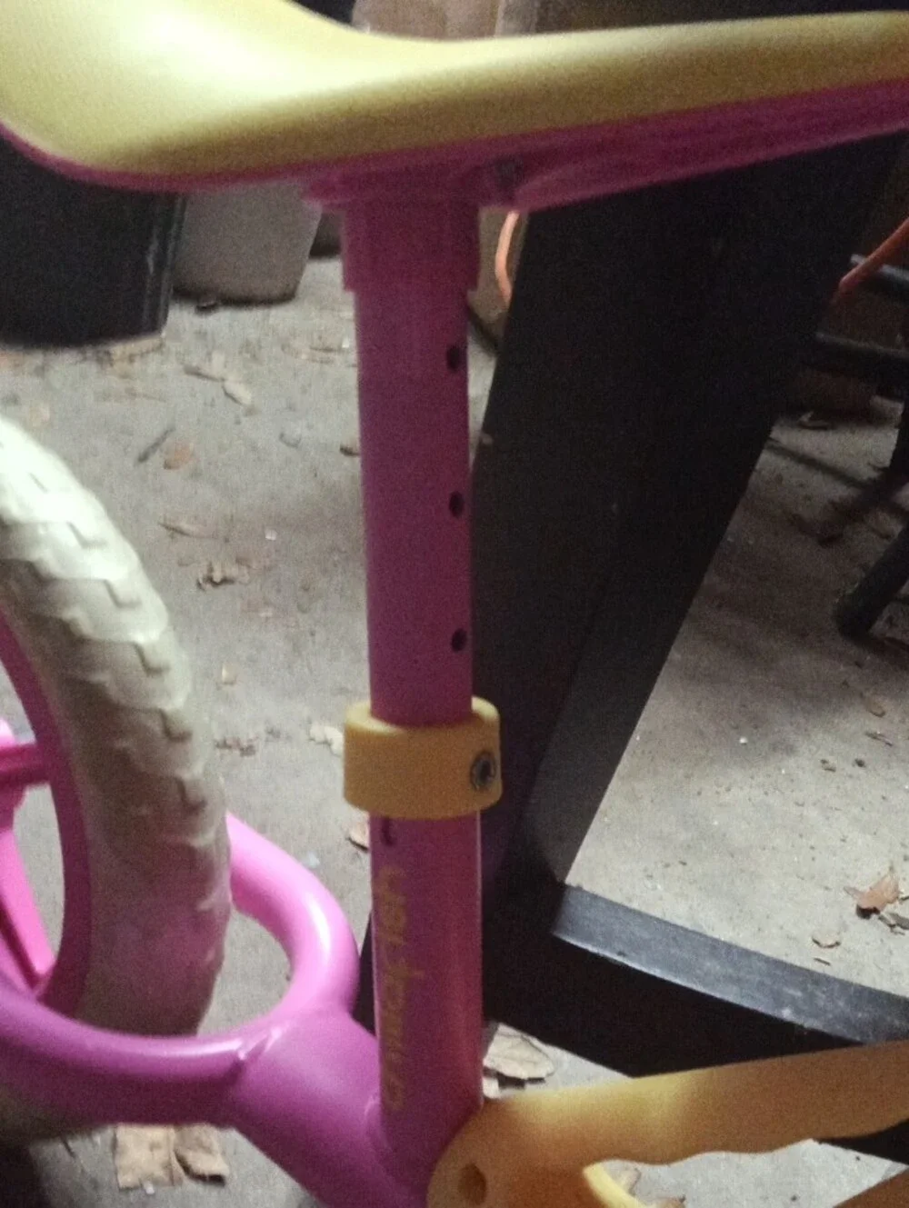 Kids Pink and Yellow Balance Bike - Lightweight Toddler Ride-On